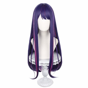 Anime Oshi no Ko Ai Hoshino Wig Purple Long Hair Wigs with Bangs for Girls and Women + Free Wig Cap