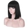 Short Straight Black Bob Wig with Bangs for Women   Natural Heat Resistant Synthetic Hair Wigs