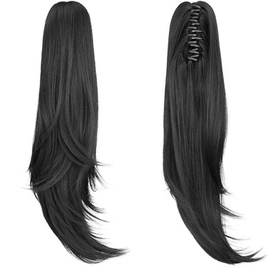 Black Ponytail Extension,20" Claw Ponytail Clip Hair Extensions Ponytail Long Curly Hair Ponytail Extension Natural Looking Synthetic Hairpiece for Women