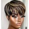Short Bob Wigs for Black Women Human Hair Wig Ombre Pixie Cut Wig with Bangs Layered Glueless Wig Full None Lace Machine Made Wig 1B/33 Color 130% Density