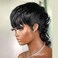 Short Curly Bob Wigs for Black Women Human Hair Wig Loose Wave Pixie Cut Wig with Bangs None Lace Full Machine Made Wig 1B Color 150% Density