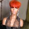 Short Bob Wig Human Hair Ombre Pixie Cut Wigs for Black Women Human Hair Glueless Wig with Bangs None Lace Front Wig Blonde Orange Full Machine Made Wig (8 inch 130% Density)