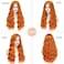 Long Orange Wavy Wigs for Women Middle Part 26 inch Natural Curly Synthetic Wig Heat Resistant Fiber Wigs for Daily Party Use