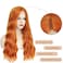 Long Orange Wavy Wigs for Women Middle Part 26 inch Natural Curly Synthetic Wig Heat Resistant Fiber Wigs for Daily Party Use