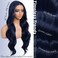 Dark Blue Synthetic Lace Front Wigs Body Wave Glueless Wigs With Bangs Pre Plucked Pre Cut HD Lace 13x5x1 Middle Part Wigs For Woman 26 Inch