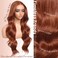 Synthetic Lace Front Wigs Ginger Body Wave Glueless Wigs With Bangs Pre Plucked Pre Cut HD Lace 13x5x1 Middle Part Wigs For Woman 26 Inch