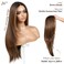 Brown and Blonde Highlight Wear and Go Glueless Wig with Bangs Layered Pre Plucked Pre Cut HD Lace Front Synthetic Wigs for Women Ready to Wear Middle Part 26 Inch