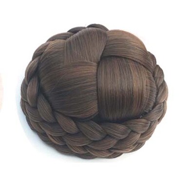 Pokinge Braided Hair Bun Women Hair Piece, High Temperature Fiber, Party Costume Accessory, Light Brown, 1 Count