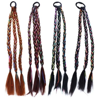 Vctitil 4PCS Wig Twist Woven Wig Rope Hair Extension Color Rope Fake Ponytail High-Temperature Fiber Hair Extension Design Accessories Boxing Braid