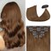 Aison Light Brown Hair Extensions Clip in Real Human Hair 70G 100% Remy Human Hair Clip in Extensions for Women 7pcs 16clips (18 Inch #6) Brown Hair Extensions,Chestnut Brown Hair Extensions
