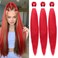 Red Braiding Hair, 26 Inches Pre stretched Braiding Hair Kanekalon Box Braids Hair Extensions, 3 Packs Yaki Texture Braiding Hair Hot Water Setting Long Extension(26 Inch,3 Packs,Red#)