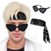 4Pcs Short Blonde Wig for Men Costume Wig with Headbands Glasses Men&rsquo;s Blond Cosplay Synthetic Layered Hair Wigs Blonde Man Wig Men's Wig for Costumes Cosplay Halloween Carnival Parties Anime Wig