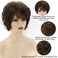 TISHINING Short Curly Brown Pixie Cut Wigs for White Women with Bangs Pixie Laered Mixed Brown Synthetic Shaggy Curly Wigs for Women Natural Looking Daily Party Hair Replacement Wig