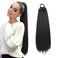 32inch Long Braid Ponytail Extension Straight Sleek Wrap Around Braid Hair Extensions Ponytail Synthetic Hair Pieces for Women Girls (#1B Natural Black)