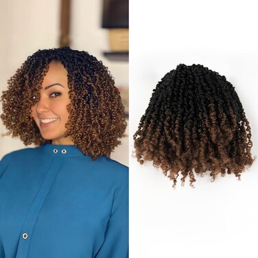 Qing Chuang Yanky Twist Crochet Hair 8 Inch 8 Pack Natural Pre-Twisted Crochet Boho Mini Twist Crochet Braid Hair with Curly Crochet Hair Senegalese Twist Braids for Black Women 1B 30#