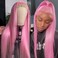 Pink Lace Front Wig Long Straight Hair Glueless Lace Wigs for Fashion Women Pastel Pink Synthetic Lace Front Wigs Natural Hairline