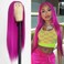 Hot Pink Lace Front Wigs Silky Straight Glueless Hair Rose Red Synthetic Lace Front Wigs for Fashion Women Pre Plucked Hairline