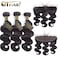 QTHAIR 16A Brazilian Body Wave Hair Bundles with HD Lace Frontal (18" 20" 22"+16",Natural Color)100% Unprocessed Brazilian Human Hair Bundles Body Wave with 13x4 Ear to Ear Frontal Full Thick