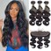 QTHAIR 16A Brazilian Body Wave Hair Bundles with HD Lace Frontal (18" 20" 22"+16",Natural Color)100% Unprocessed Brazilian Human Hair Bundles Body Wave with 13x4 Ear to Ear Frontal Full Thick