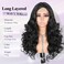 Quick Wig Body Wave Wig Black Long Layered Wigs for Women Loose Wavy Wig 20 Inch Middle Part Yaki Synthetic Wig Glueless Lace Part Hair Wigs for Daily Party Use