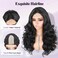 Quick Wig Body Wave Wig Black Long Layered Wigs for Women Loose Wavy Wig 20 Inch Middle Part Yaki Synthetic Wig Glueless Lace Part Hair Wigs for Daily Party Use
