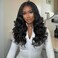 Quick Wig Body Wave Wig Black Long Layered Wigs for Women Loose Wavy Wig 20 Inch Middle Part Yaki Synthetic Wig Glueless Lace Part Hair Wigs for Daily Party Use