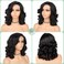 Quick Wig Short Body Wave Wig Glueless Short Wavy Bob Wigs Side Part Loose Wave Wigs for Women Shoulder Length Curly Synthetic Wig Lace Part Hair Wig (Natural Black)