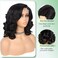 Quick Wig Short Body Wave Wig Glueless Short Wavy Bob Wigs Side Part Loose Wave Wigs for Women Shoulder Length Curly Synthetic Wig Lace Part Hair Wig (Natural Black)