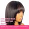 QUEEN VIRGIN REMY QVR Short Bob Wig Human Hair with Bangs 8 Inch 180% Density Straight Bob Wig with Bang Machine Made None Lace Front Wigs for Black Women Wear and Go Natural Black Color