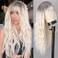 ORSUNCER Long Wavy Wigs with Bangs for Women Ombre Wig Synthetic Wavy Hair wigs for black white women for Daily Party 26 Inches Ombre Platinum Blonde