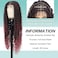 Bohemian Braided Wigs Boho Box Braid Wigs Knotless Goddess Locs Wigs with Curly Ends Double Full Lace Square Synthetic Burgundy Red Braided Wigs with Baby Hair for Woman (36 Inch,1B/BUG)