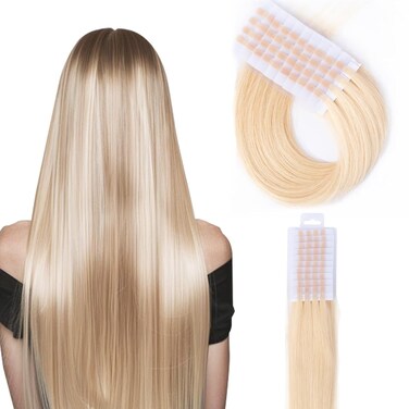 prosa v light hair extensions, 100% real human hair for v light hair extensions machine, 30g/pack, Bleach Blonde, 613#, 22 inch.
