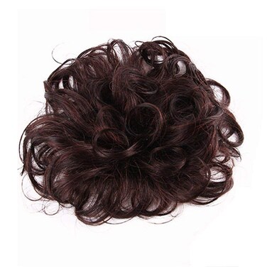RemeeHi Short Curly Wavy Human Hair Toppers 4.7" x 4.7" Seamless Fluffy Replacement Clip in Hairpiece for Covering White Hair Toupee Wiglet Reddish Brown