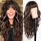 AISI HAIR Long Brown Wig with Bangs Brown with blonde Highlights Wig for Women Synthetic Hair for Daily Party Use