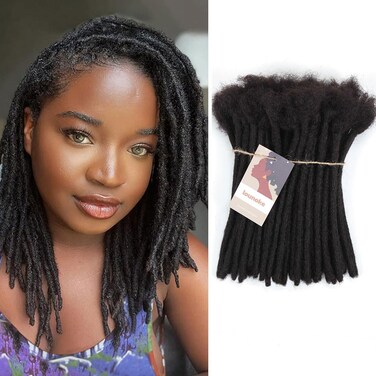 8 Inch 40 Strands Dreadlock Extensions Human Hair, 0.6cm Pencle Size Human Hair Loc Extensions