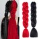 MDRTIRIM Solid Color Braiding Hair Synthetic Jumbo Red Black Pre-Stretched Extensions Resistant Fiber High Temperature Synthetic Afro Twist Crochet Hair for Women Girls