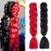 MDRTIRIM Solid Color Braiding Hair Synthetic Jumbo Red Black Pre-Stretched Extensions Resistant Fiber High Temperature Synthetic Afro Twist Crochet Hair for Women Girls