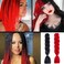 MDRTIRIM Solid Color Braiding Hair Synthetic Jumbo Red Black Pre-Stretched Extensions Resistant Fiber High Temperature Synthetic Afro Twist Crochet Hair for Women Girls