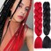 MDRTIRIM Solid Color Braiding Hair Synthetic Jumbo Red Black Pre-Stretched Extensions Resistant Fiber High Temperature Synthetic Afro Twist Crochet Hair for Women Girls