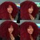 ANNISOUL 16Inch Curly Wigs for Black Women Red Afro Bomb Curly Wig with Bangs Synthetic Fiber Glueless Long Kinky Curly Hair