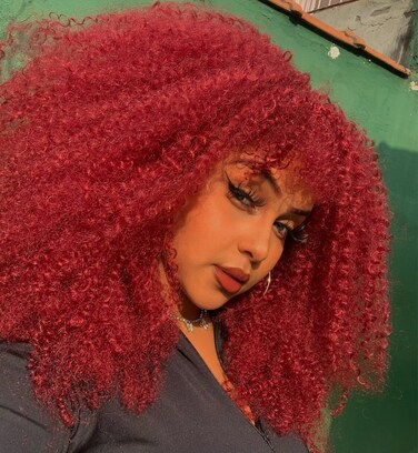 ANNISOUL 16Inch Curly Wigs for Black Women Red Afro Bomb Curly Wig with Bangs Synthetic Fiber Glueless Long Kinky Curly Hair