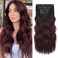 REECHO Hair Extensions, 4PCS Clip in Hair Extensions HE001 Natural Soft Synthetic Hairpieces for Women, Black to Burgundy Ombre