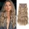 REECHO Hair Extensions, 4PCS Clip in Hair Extensions HE001 Natural Soft Synthetic Hairpieces for Women (20 Inch-200 Gram (Pack of 4), Dark Blonde with Light Blonde Highlights)