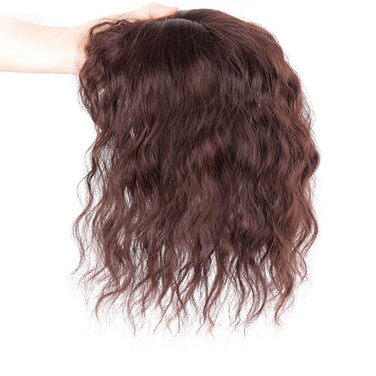 RememHi Hair Toppers For Women Reddish Brown 10 inch Wavy Curly Hair Topper Clip In Human Hair Wiglets Hair Pieces For Women