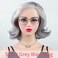 RENERSHOW Mid-length Grey Wavy Bob Wigs for Women Short Gray Curly Wig Synthetic Salt and Pepper Wigs Average Size Realistic Natural Daily Party Wigs for Older Women with Silver White Bangs(10-12inch)