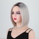 RENERSHOW Short Ombre Blonde Bob Wigs for White Women Side Part Straight Synthetic Wig Mix Platinum Blonde Hair Layered Daily Party Wig