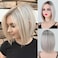 RENERSHOW Short Ombre Blonde Bob Wigs for White Women Side Part Straight Synthetic Wig Mix Platinum Blonde Hair Layered Daily Party Wig