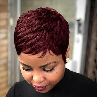 Short Pixie Cuts Hair Wigs African American Short Wig Female Hairstyles (9627hong)