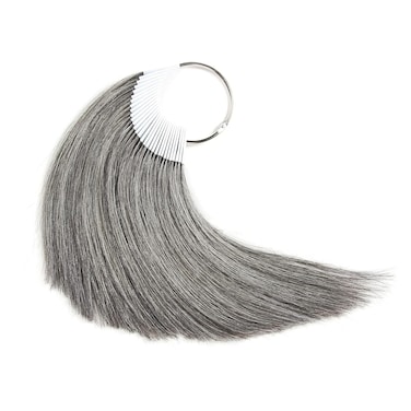 Hair Swatches for Testing Color, Natural Grey, Real Natural Human Hair, 30 Strands per Pack, 8 Inches