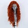 RONGDUOYI Orange Long Curly Lace Wig Synthetic Frontal Lace Wigs with Free Part Heat Friendly Synthetic Lace Front Wigs for Women Princess Merida Cosplay Wig 26Inch